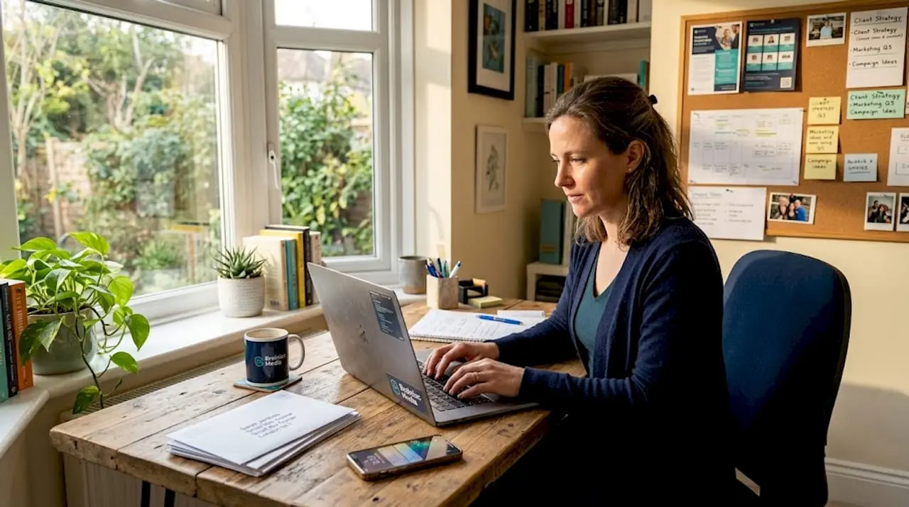 Small business owner working at home office