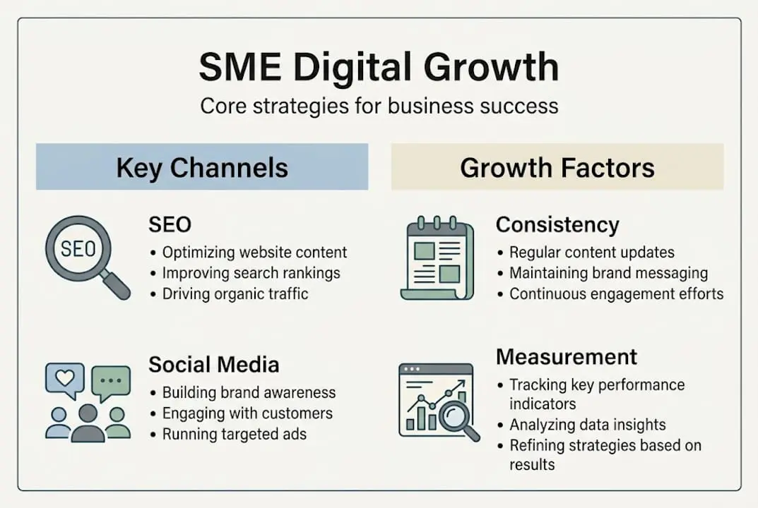 Infographic showing SME digital growth strategies
