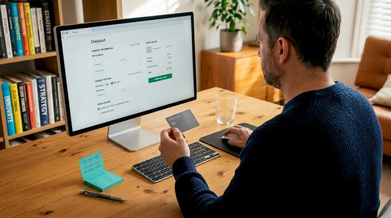 Testing payment process in home workspace