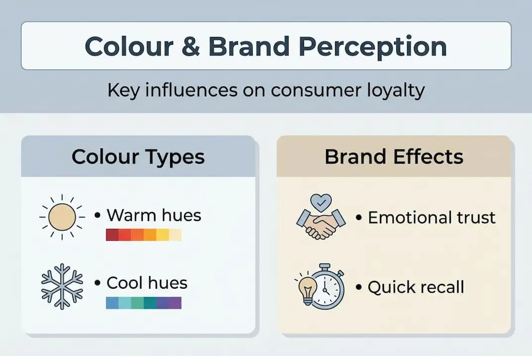 Infographic showing colour types and effects on brands