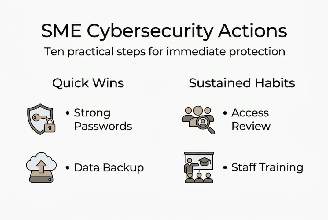 Infographic with SME cybersecurity action steps