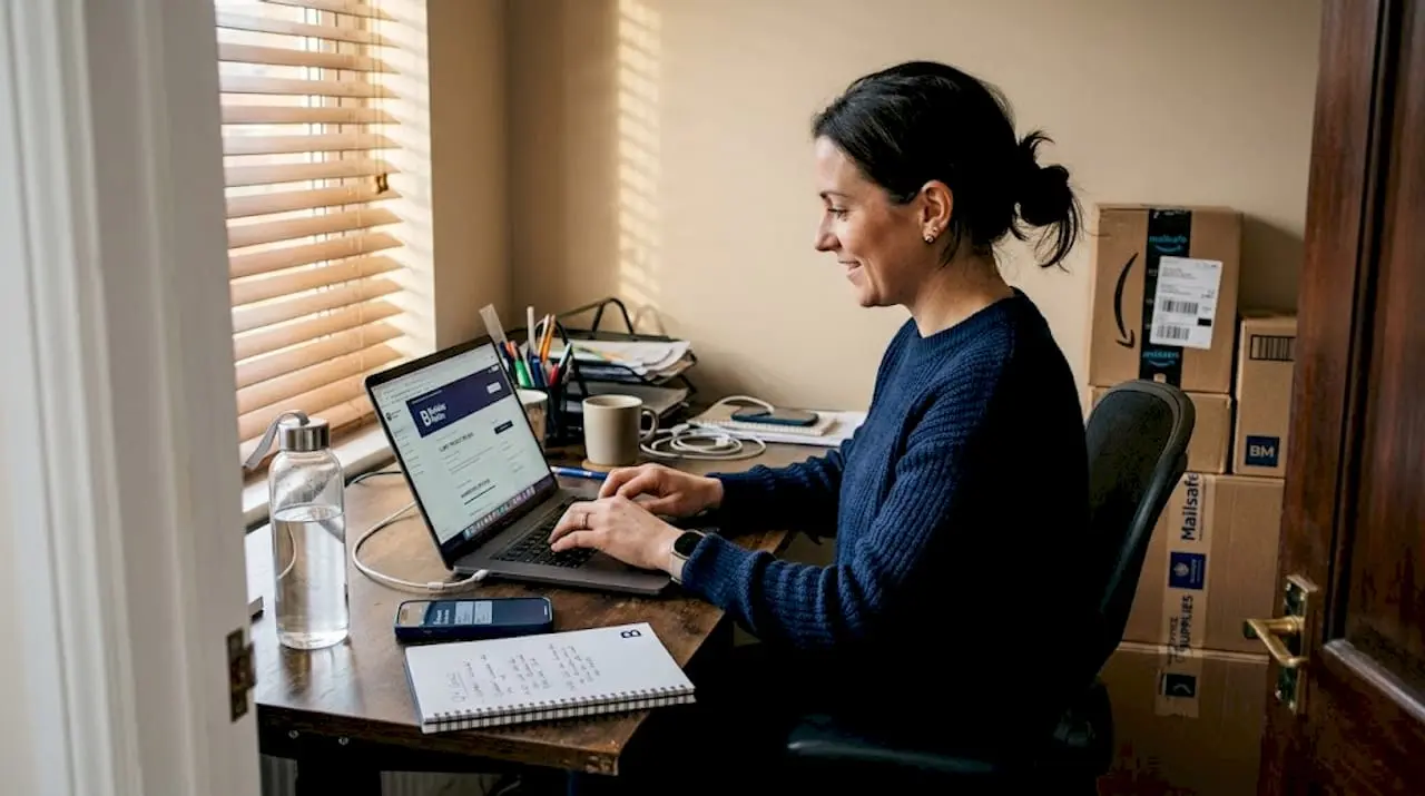 Business owner working in practical home office