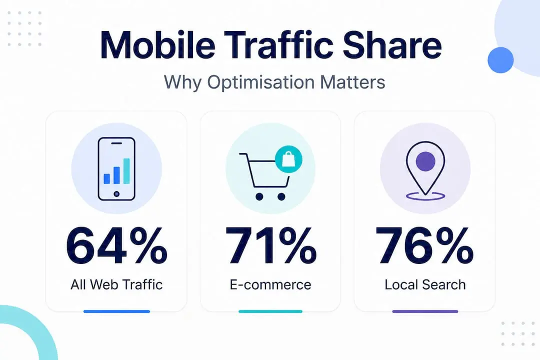Mobile traffic share statistics infographic
