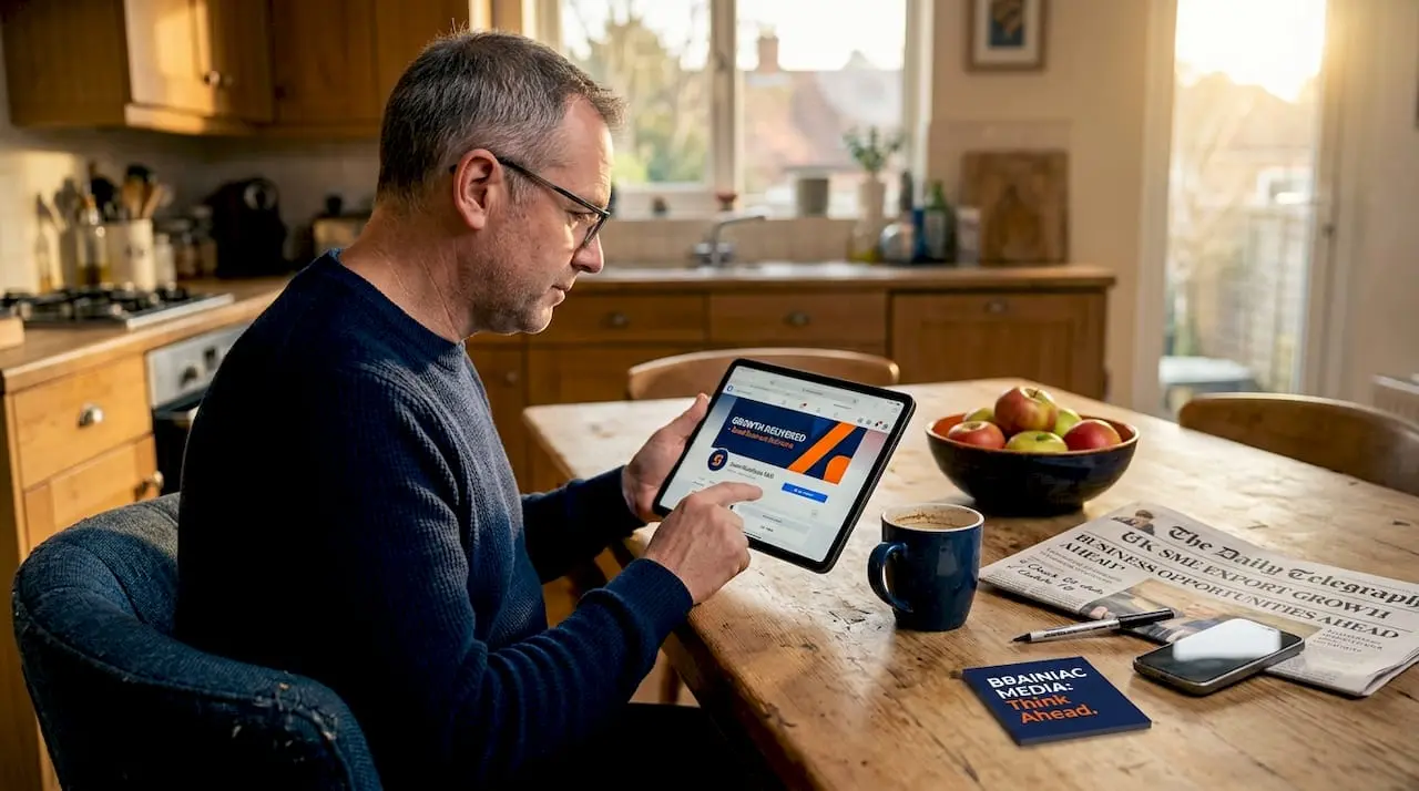 SME owner updating consistent branding online
