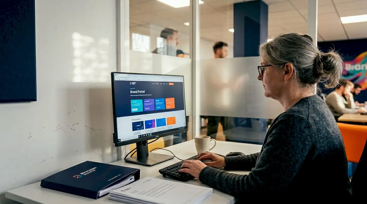IT coordinator updating brand portal materials