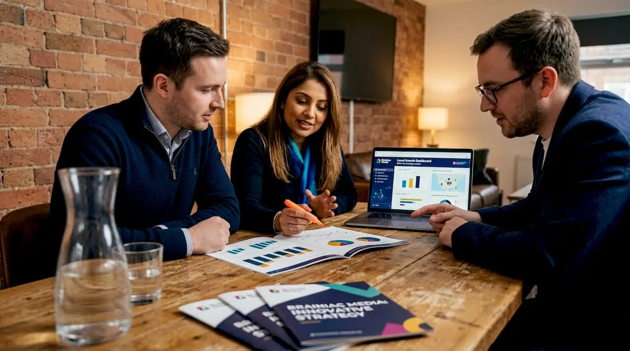 SEO agency team reviewing local client results