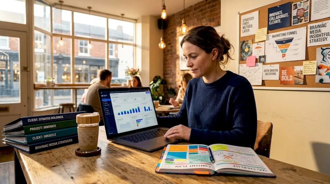 Marketer updating campaign metrics in workspace