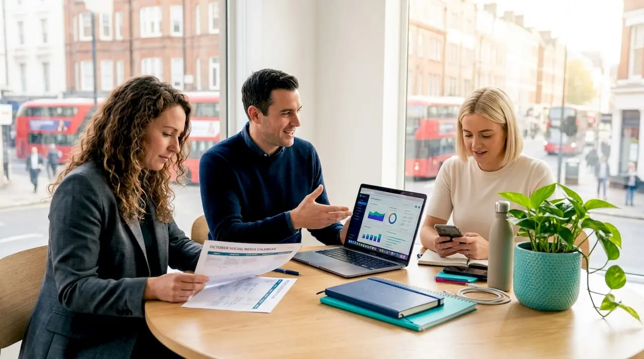 Small team planning social media strategy