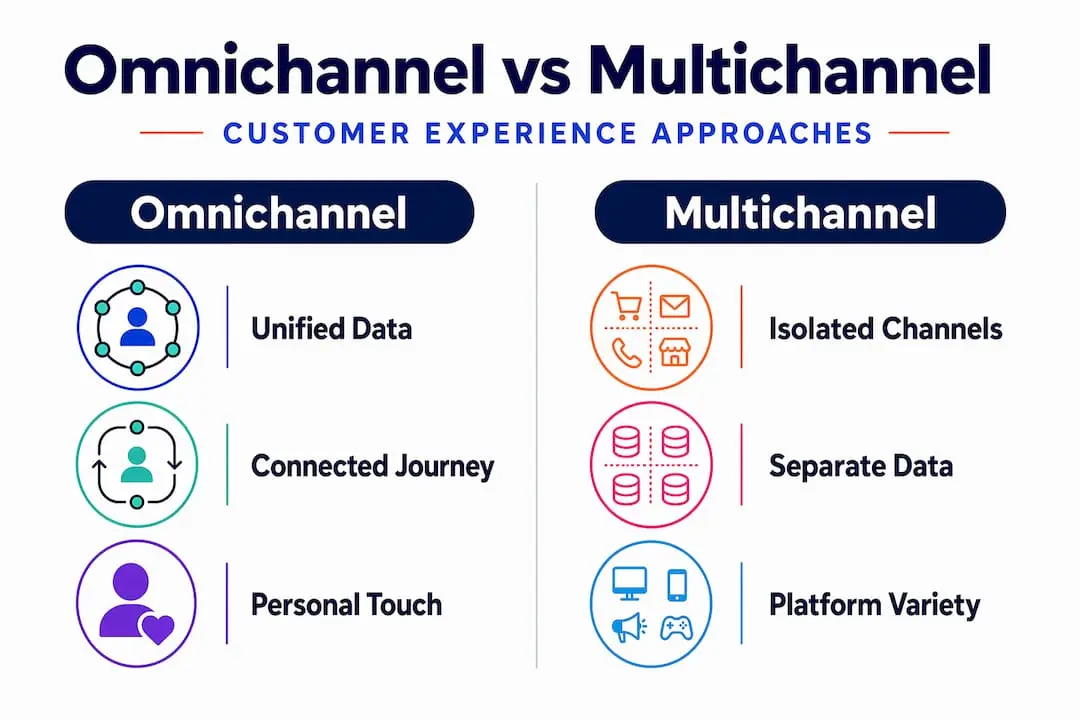 Infographic comparing omnichannel and multichannel marketing