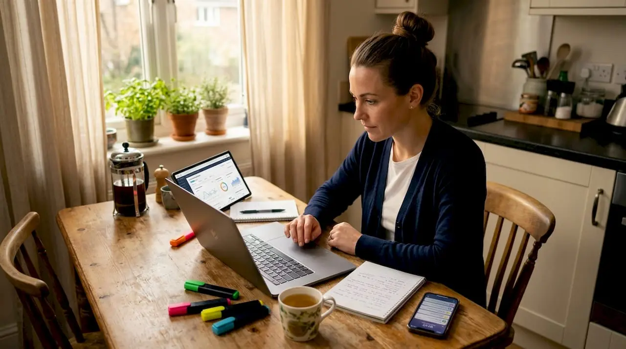 Marketer reviewing engagement strategy at laptop