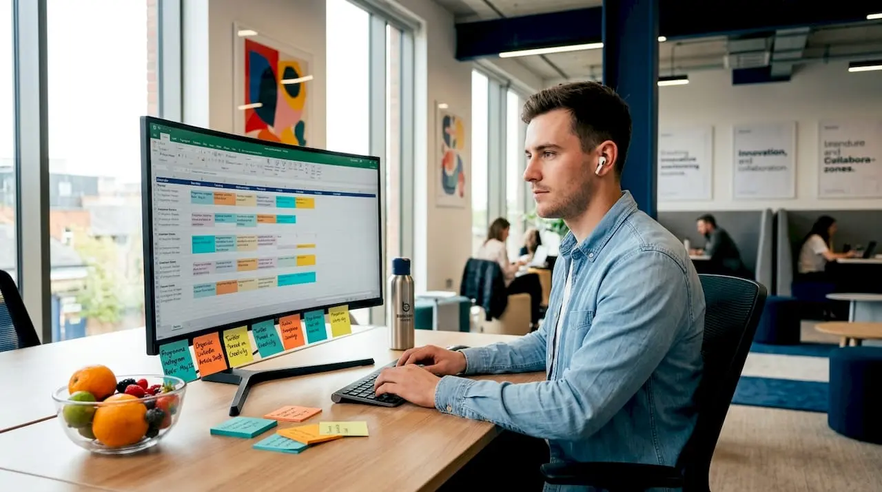 Content creator updates social media calendar