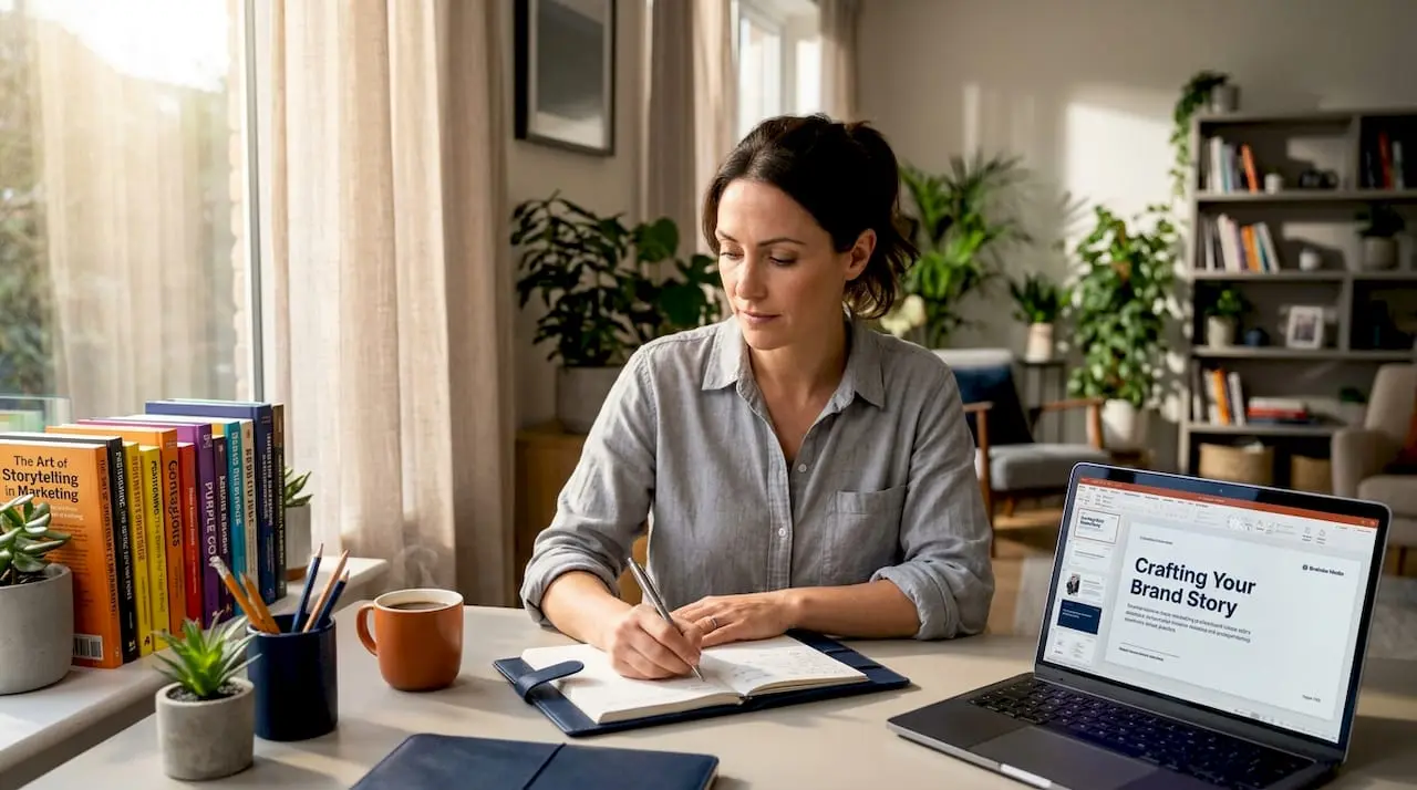 Marketing professional working on storytelling notes