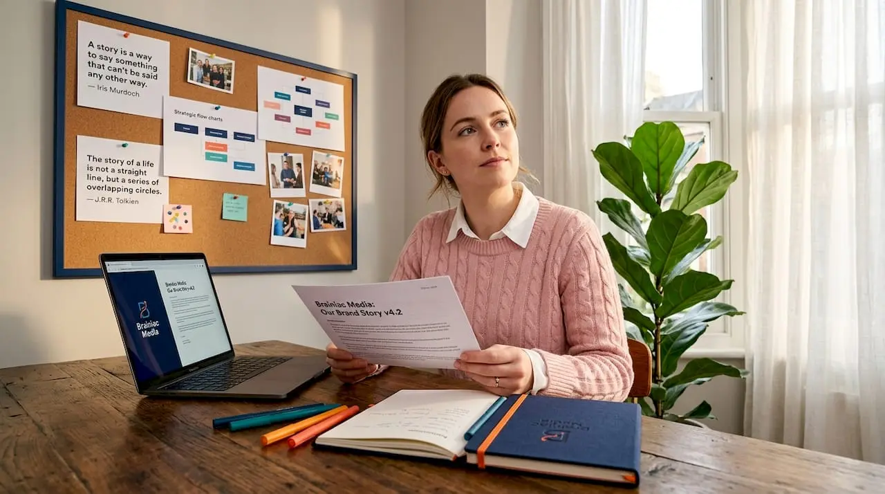 Businesswoman reviewing brand storytelling draft