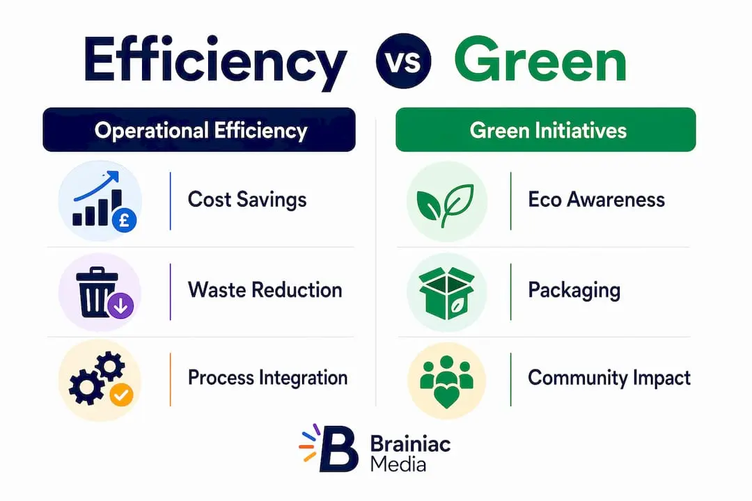Comparison infographic of efficiency and green initiatives