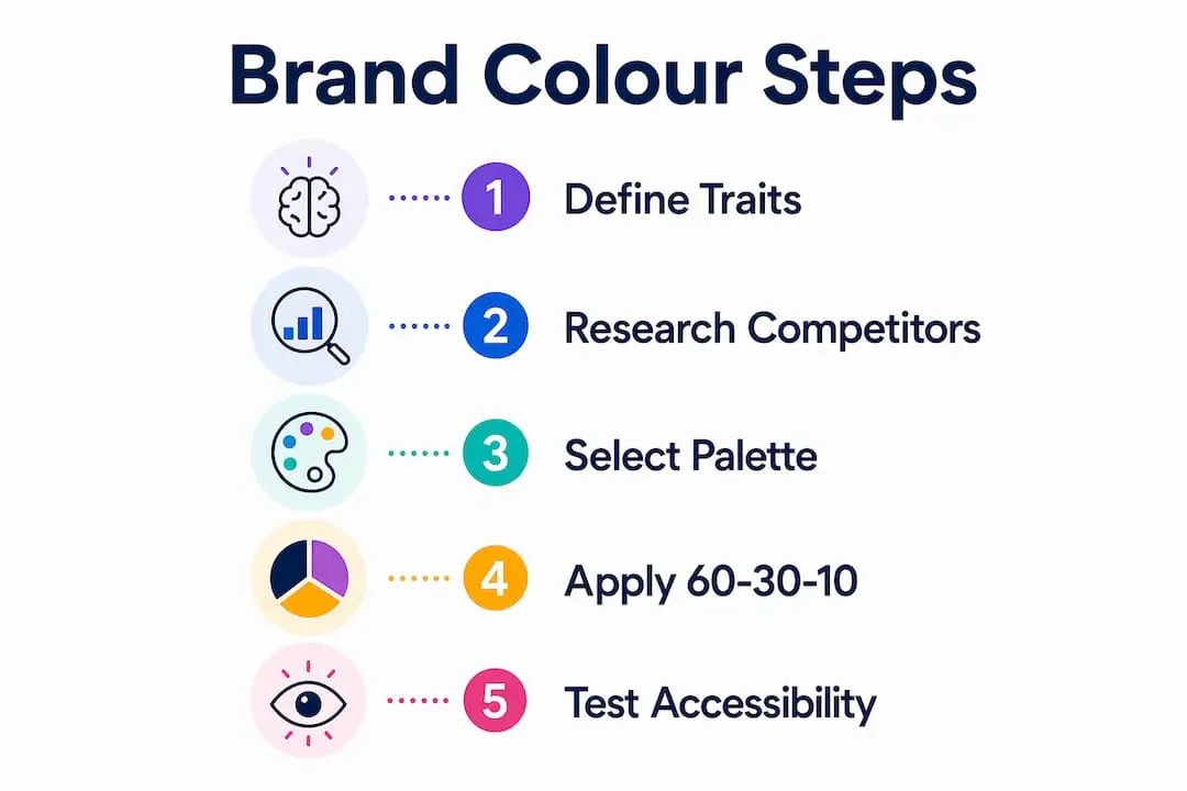 Infographic outlining brand colour selection steps