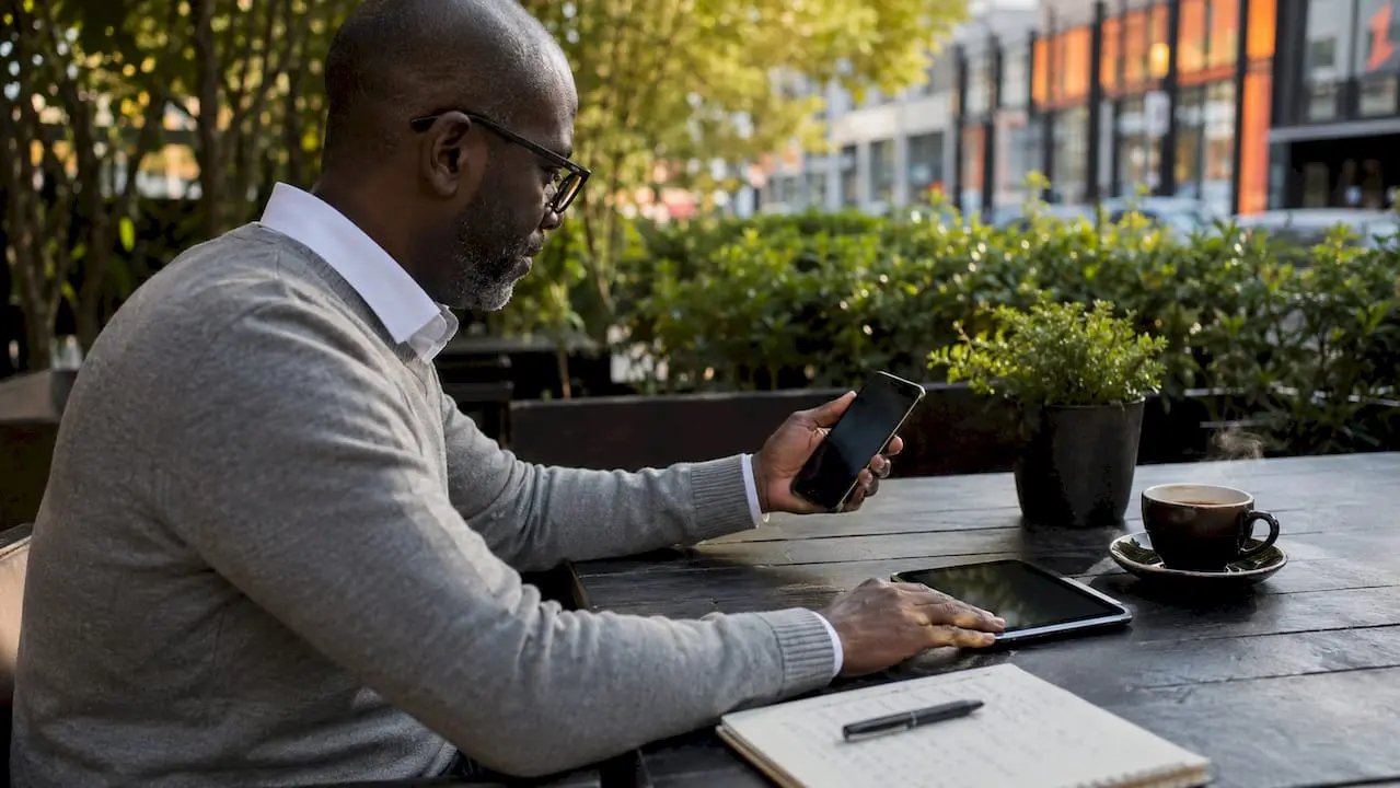 Man testing mobile website responsiveness on smartphone