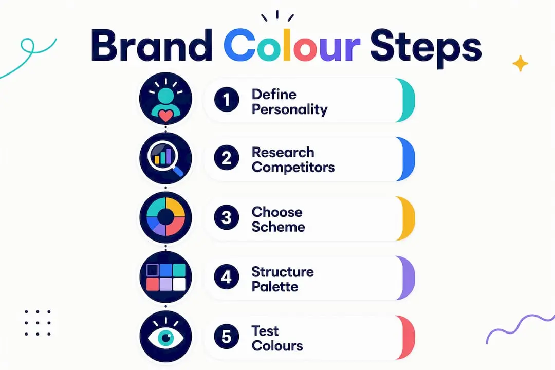 Infographic showing steps to create brand colour palette