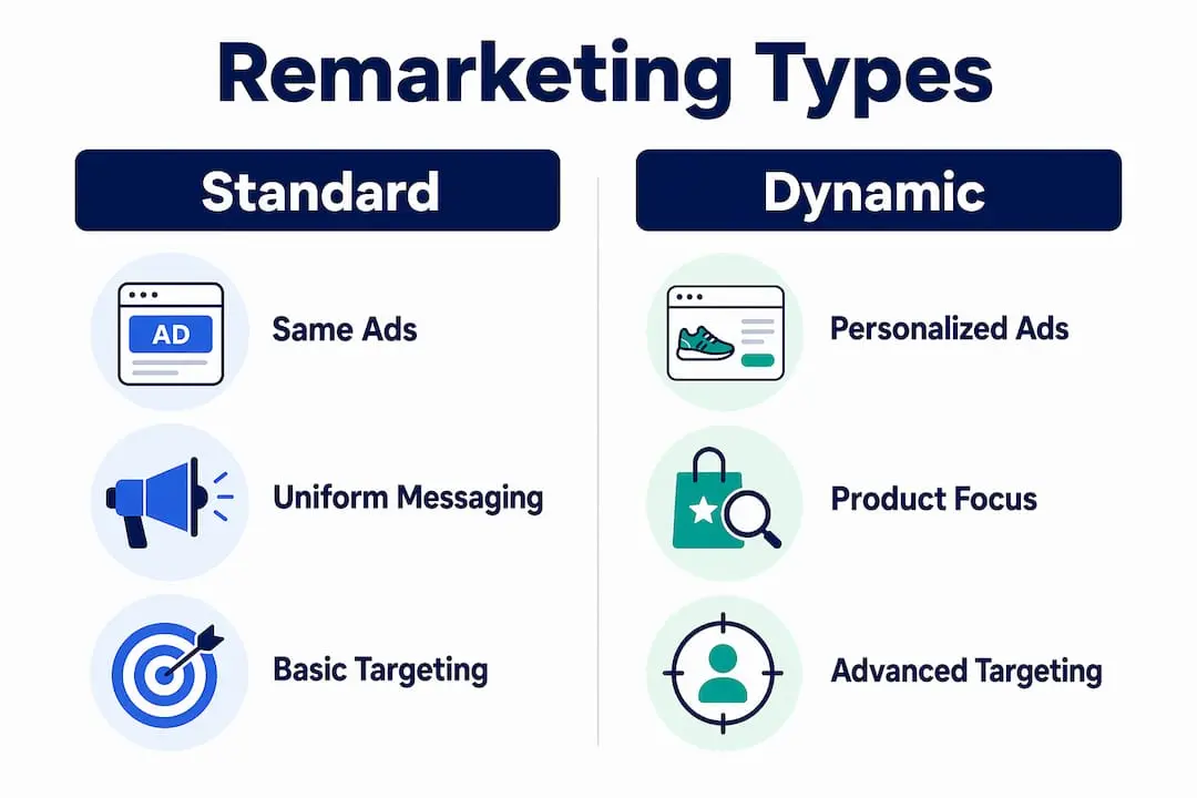 Infographic comparing standard and dynamic remarketing