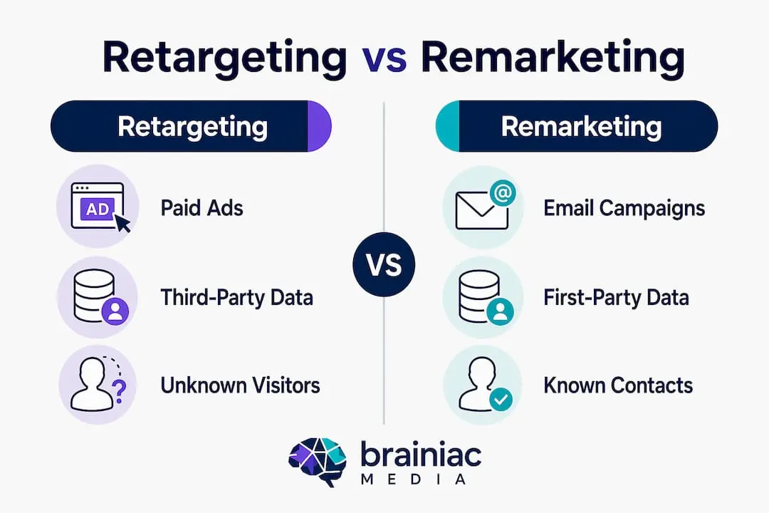 Infographic comparing retargeting and remarketing