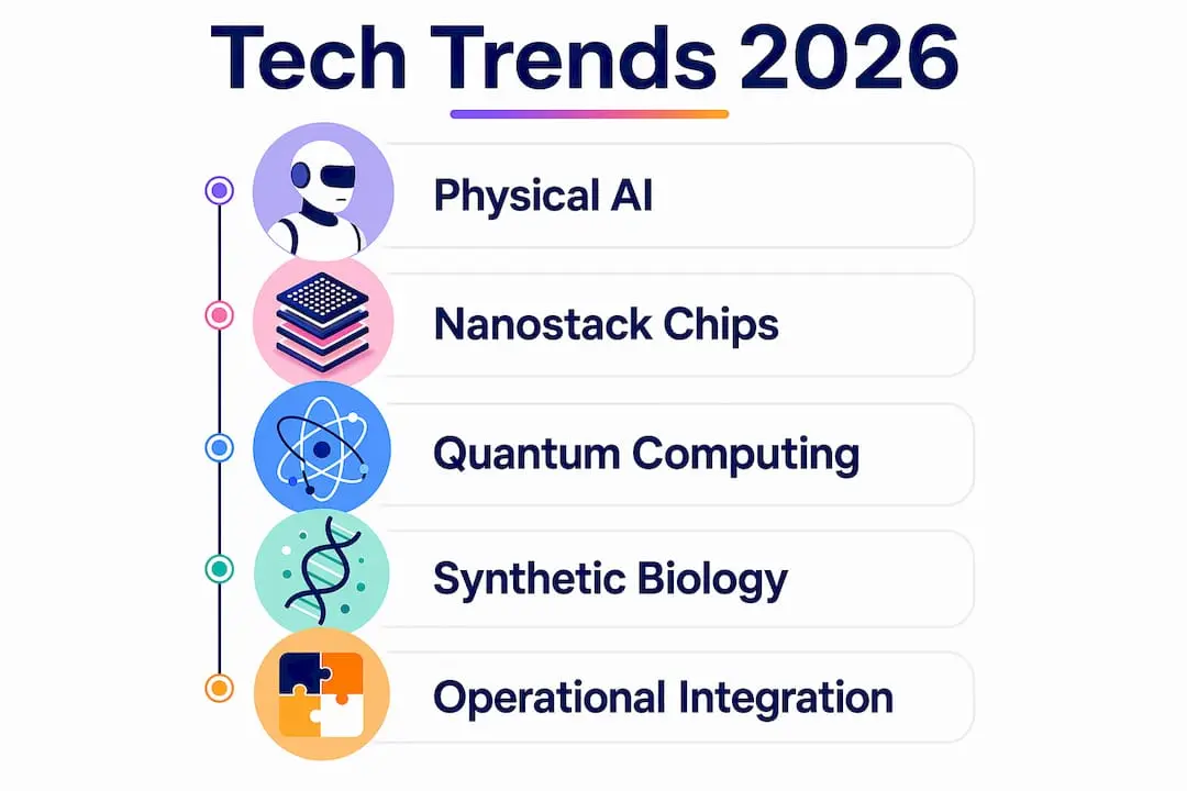 Infographic illustrating key technology trends in 2026