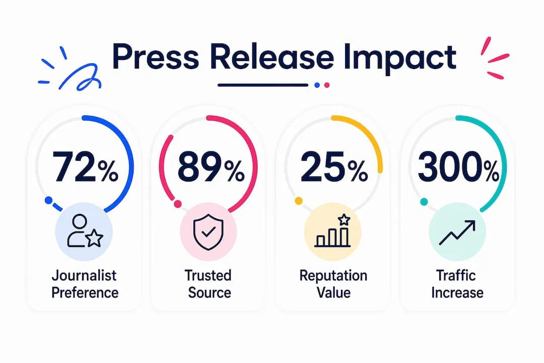 Infographic highlighting key press release statistics