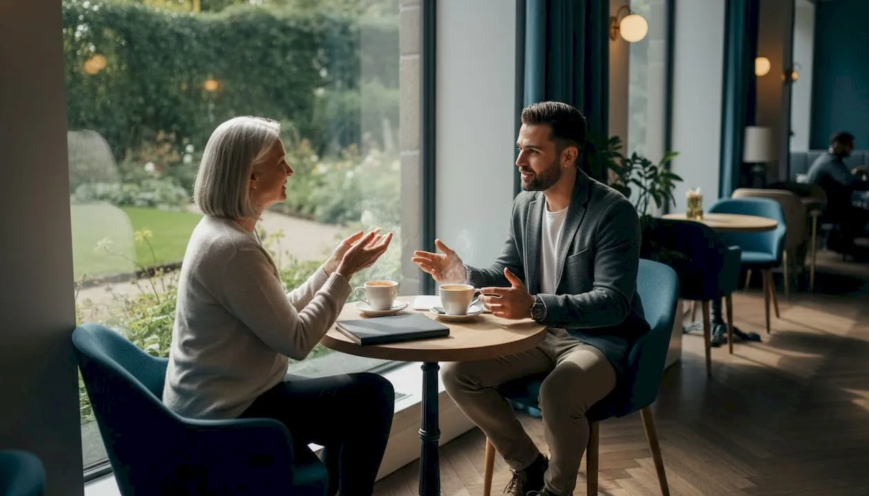 Bright office break area representing generational work preferences