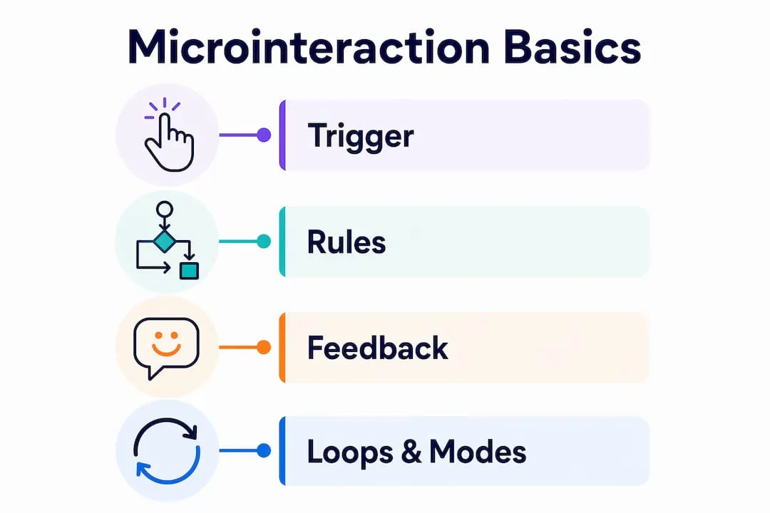 Infographic showing four core microinteraction components