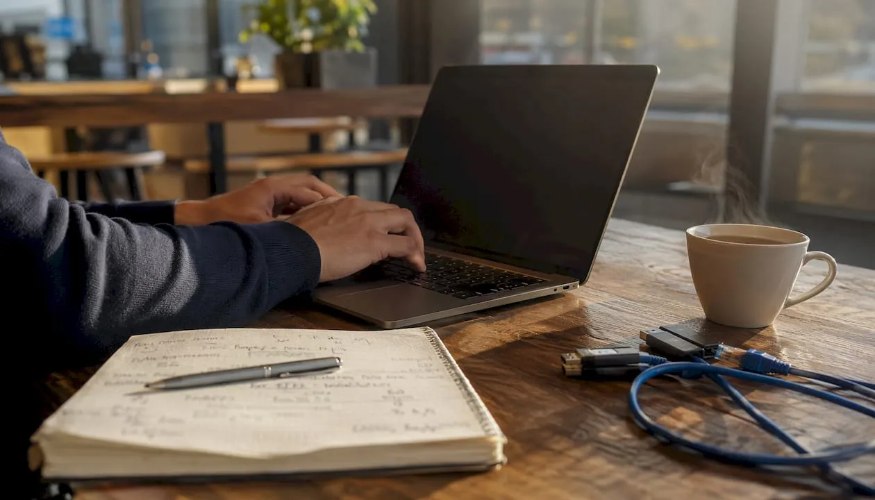 Hands typing SSL installation checklist on keyboard