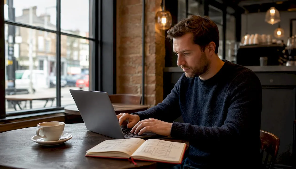 Side view of person working on e-commerce plugins