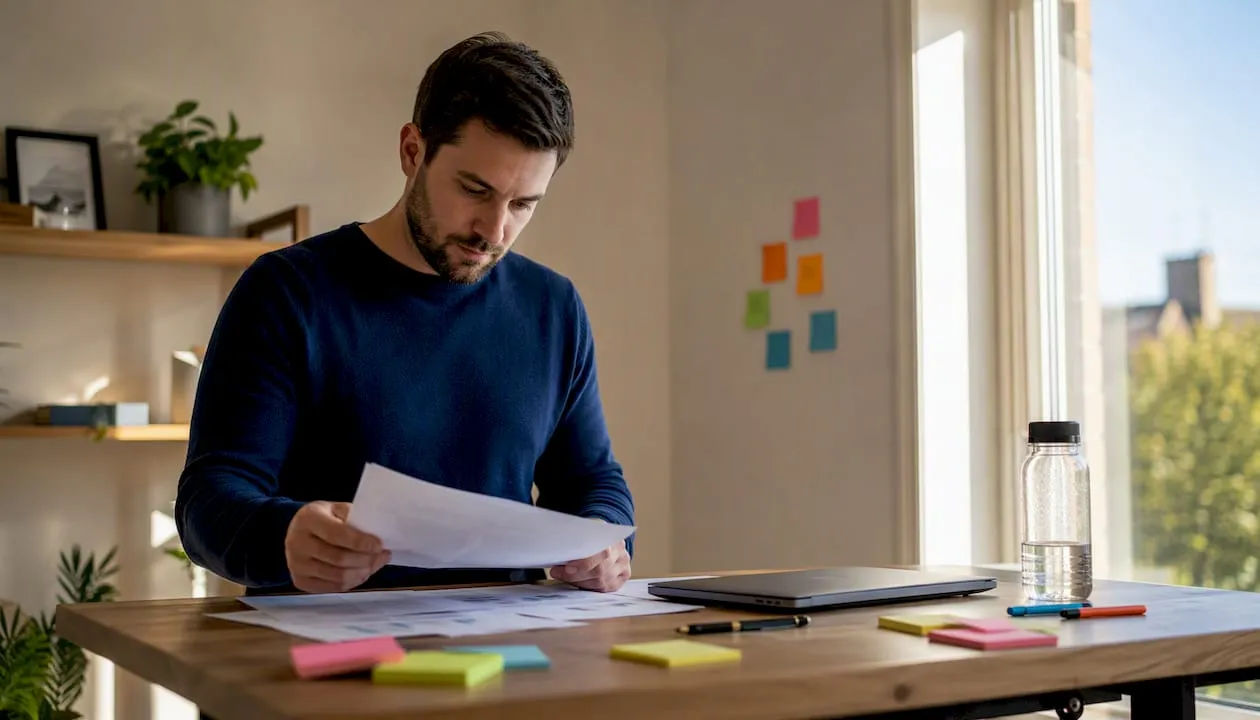 Professional reviewing printed digital marketing audit