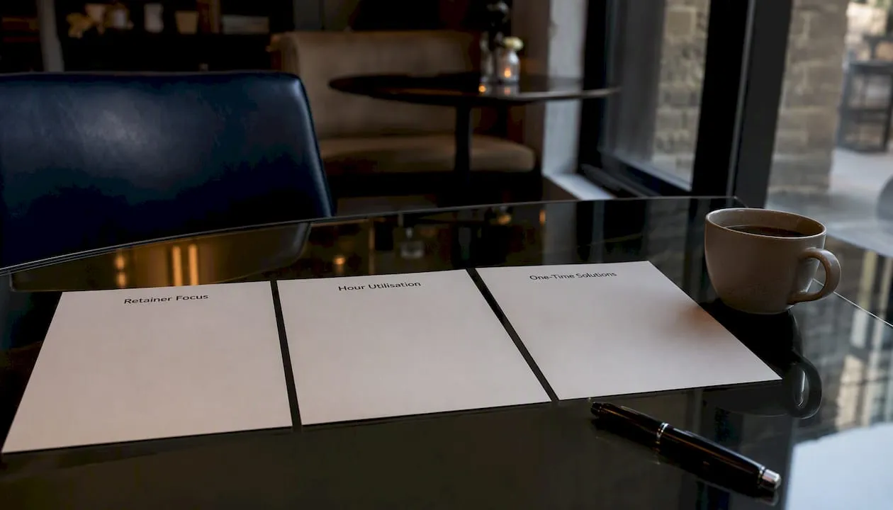 Overhead view of documents detailing support billing models