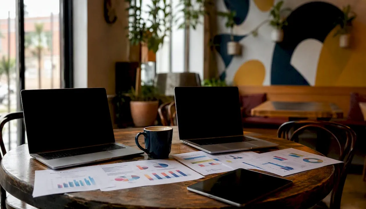 Workspace with ecommerce SEO planning materials