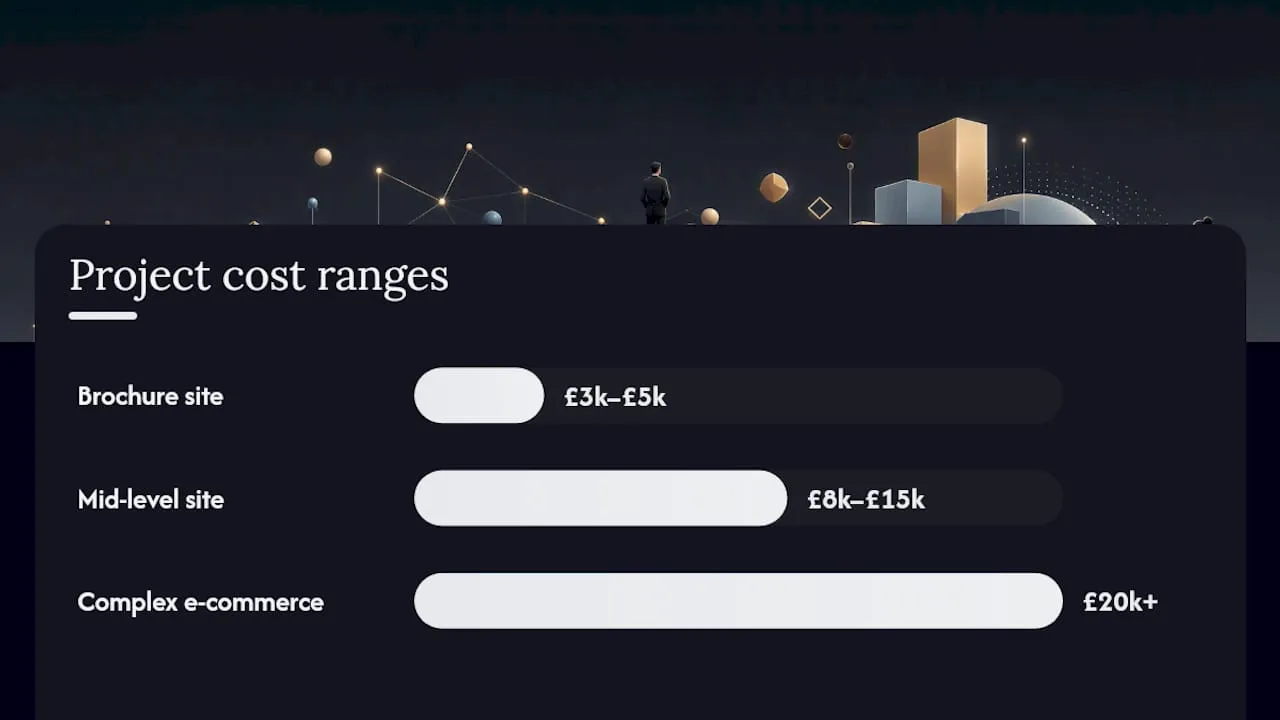Diagram comparing UK web design project tiers and costs