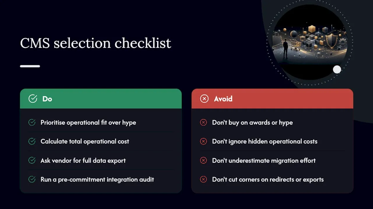 What UK merchants get wrong when choosing a CMS — overview diagram