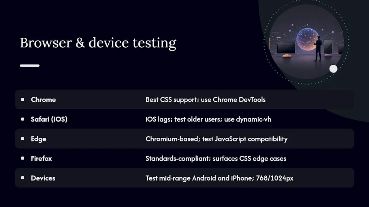 How to optimise for different UK browsers and devices — overview diagram