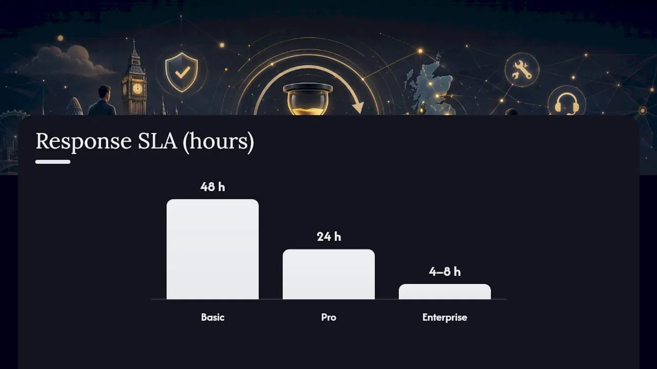 Comparison of UK website maintenance plan tiers