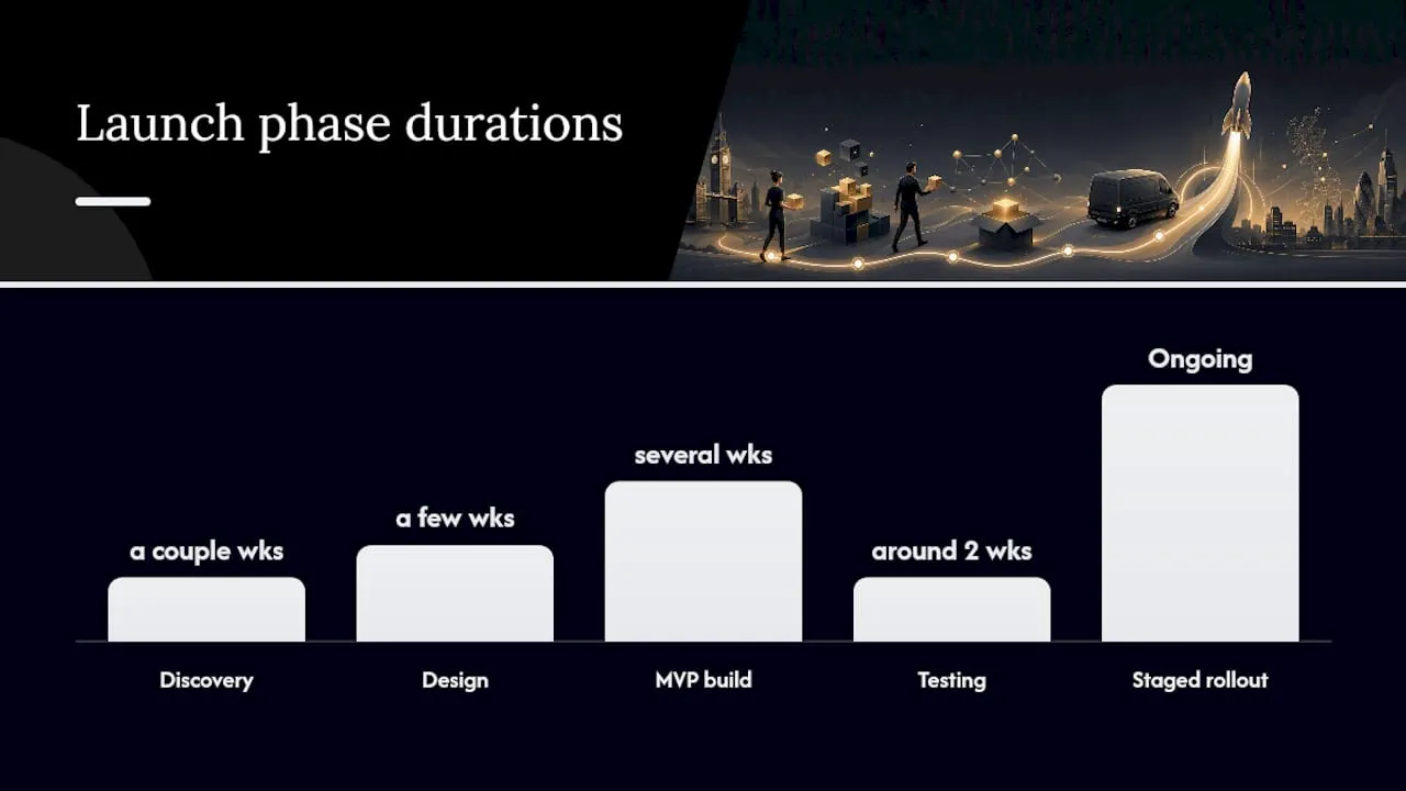 Timeline diagram of ecommerce launch phases