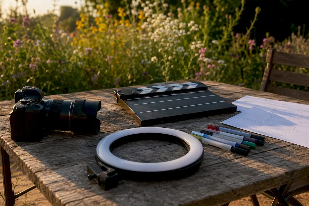Creative video production tools on desk