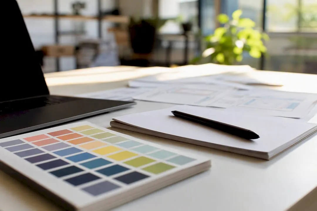 UX design tools and sketches on workspace desk