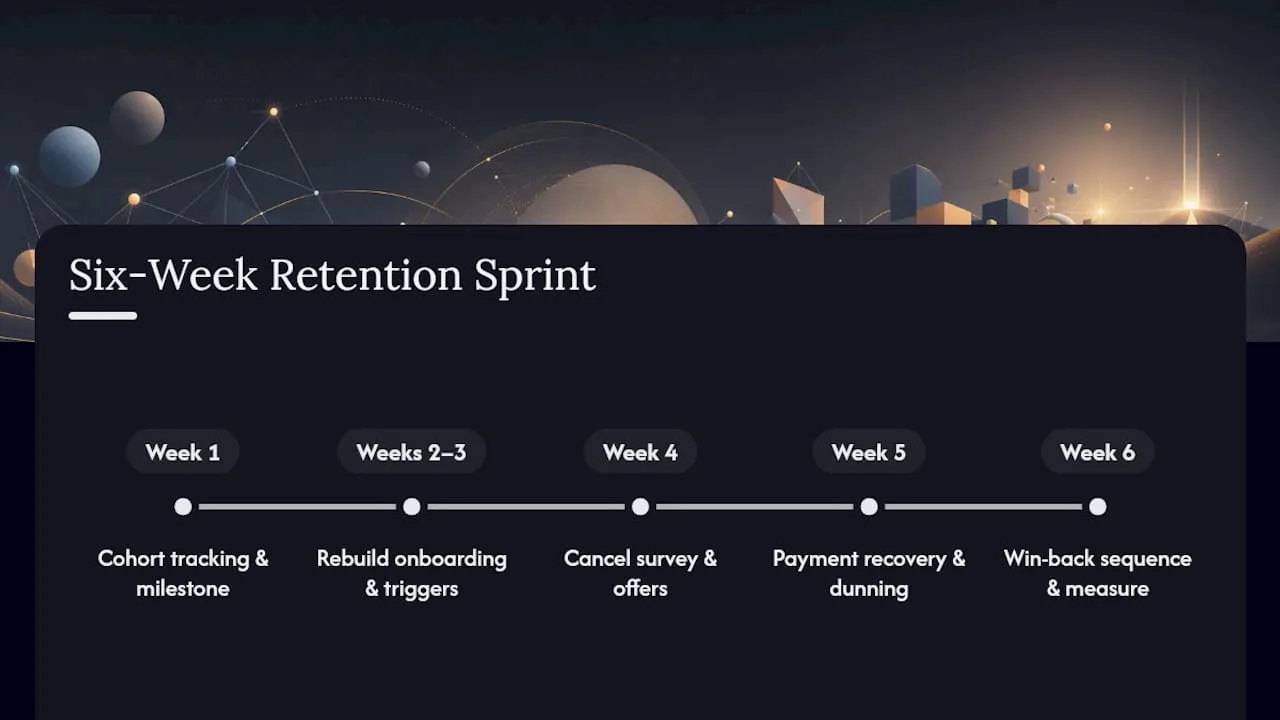 Six-week retention sprint timeline