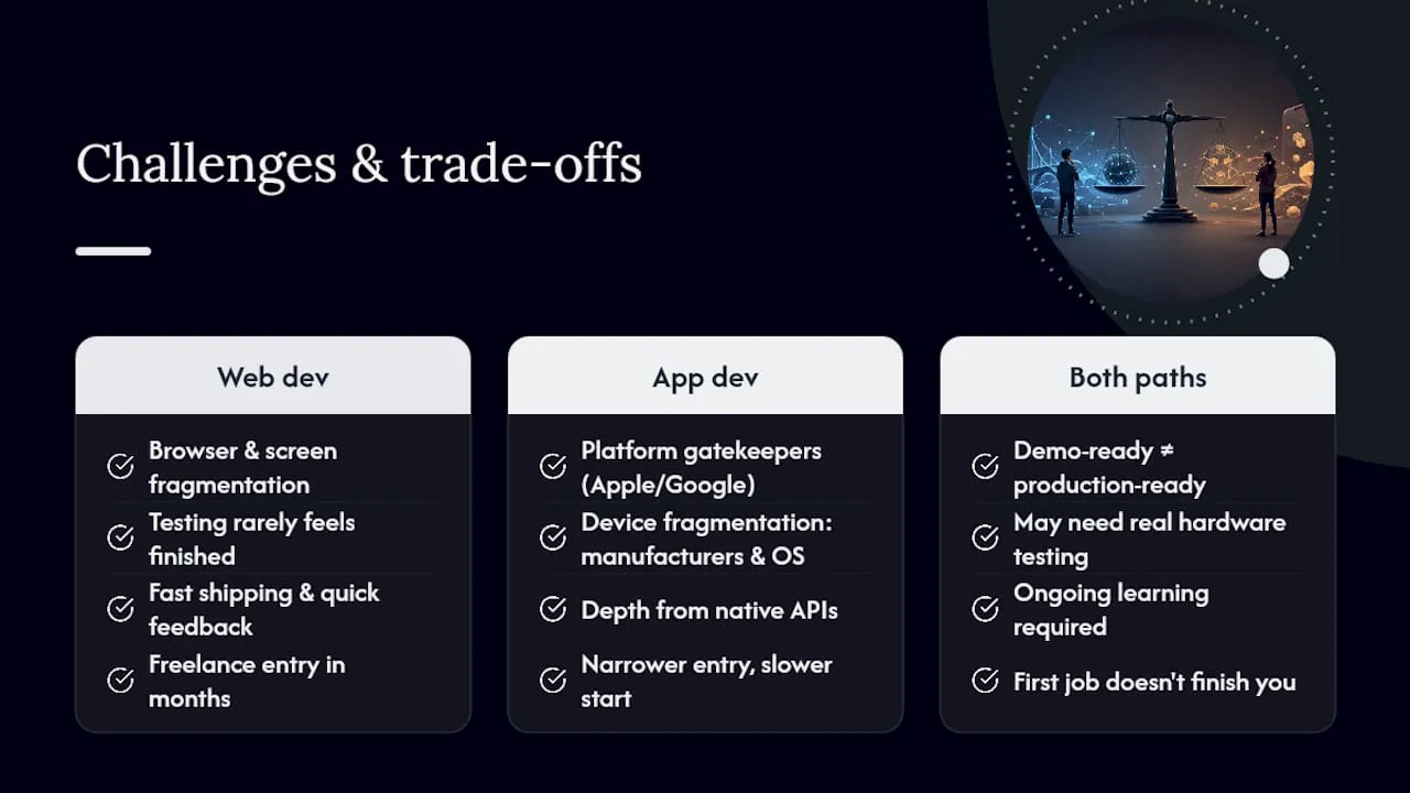 What are the biggest challenges and trade-offs of each path? — overview diagram