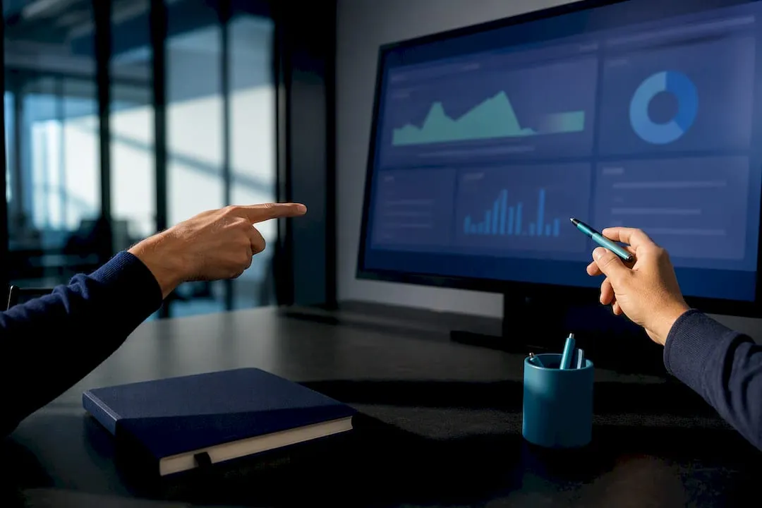 Marketing performance review in strategy room