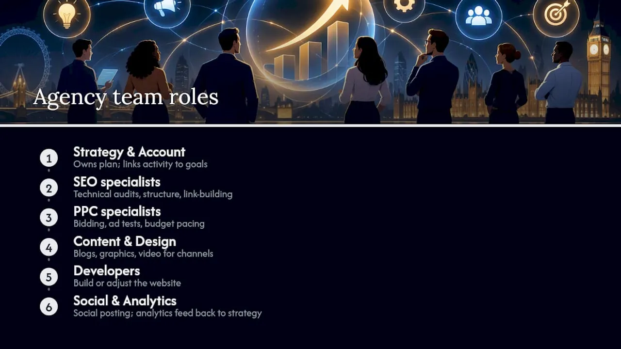 Digital agency team roles and connections