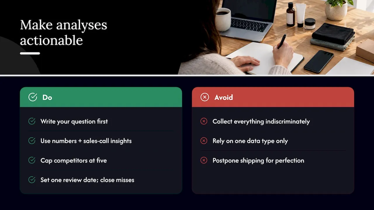 Why most competitor analyses stall before they help anyone — overview diagram