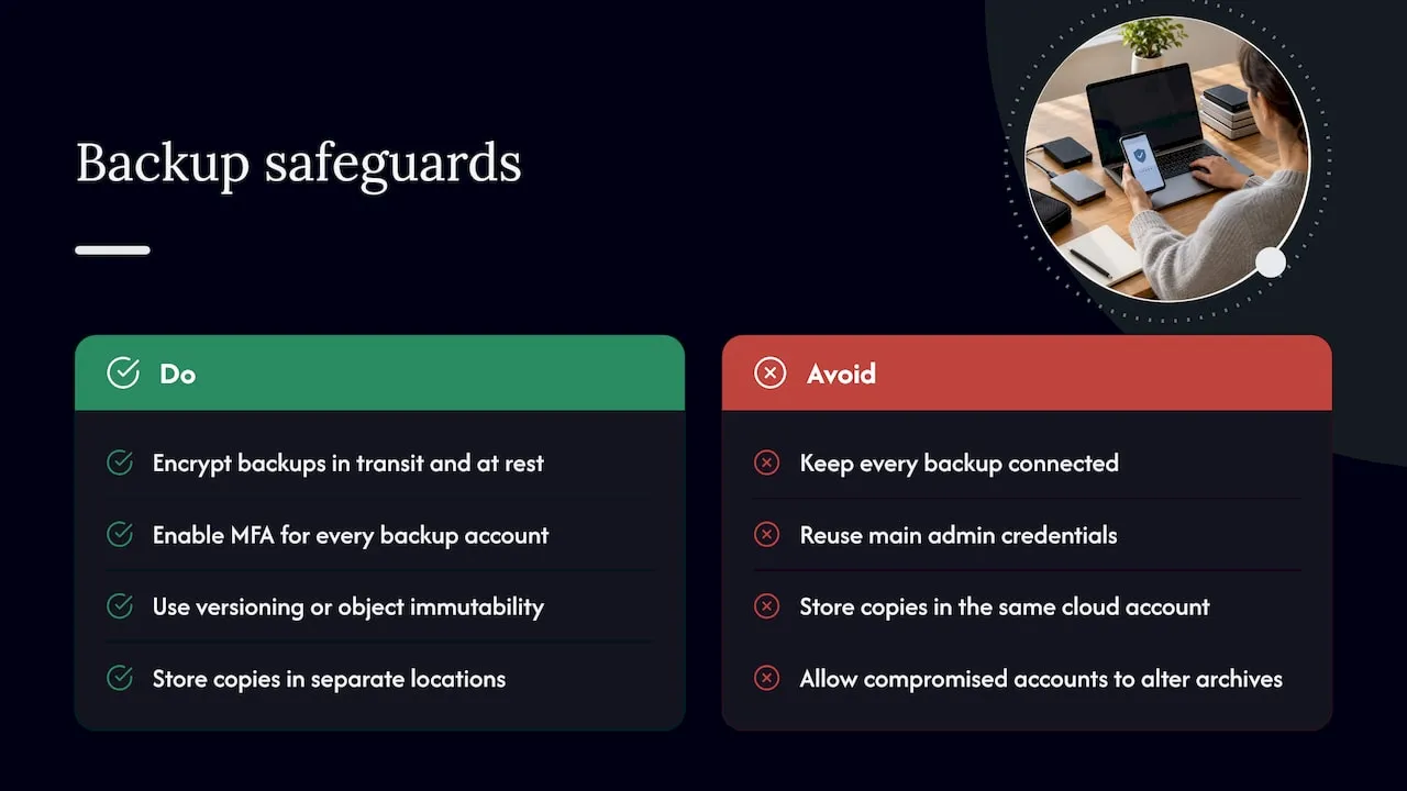 Four safeguards for secure website backups