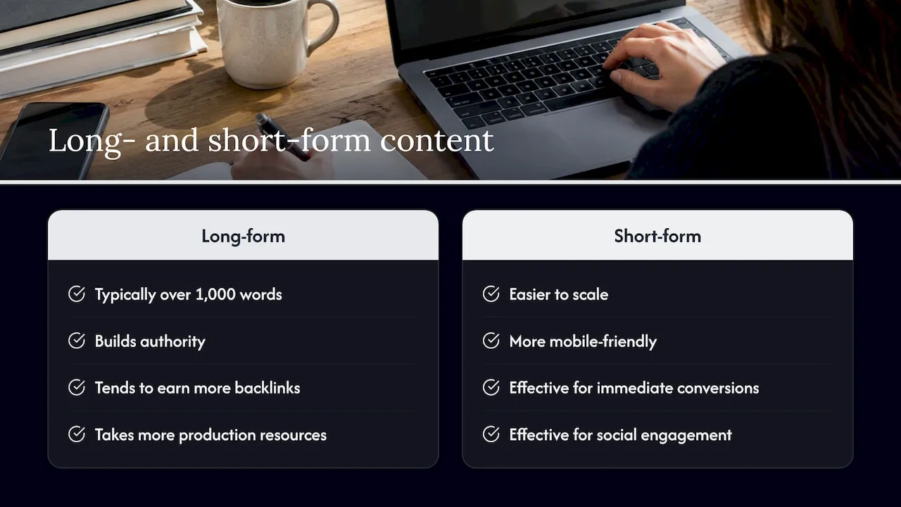 Long-form content and pillar pages